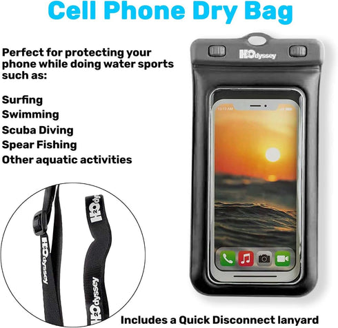 Waterproof Phone Case and Lanyard - Excellent Protection Floats in The Water (Black)