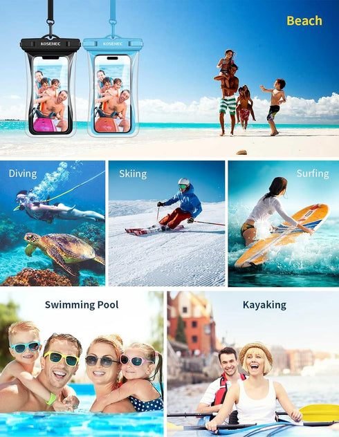Waterproof Phone Pouch Floating, Waterproof Phone Case with Lanyard for iPhone 15 14 13 12 Pro Max XS Samsung, IPX8