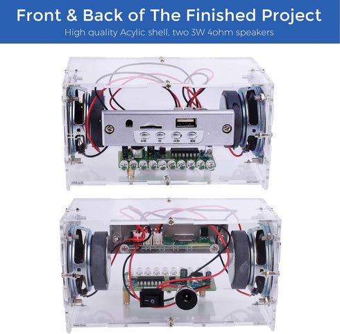 MiOYOOW DIY Bluetooth-Compatible Speaker Kit with LED Flashing Light, DIY Electronics Soldering Project, USB Mini Home