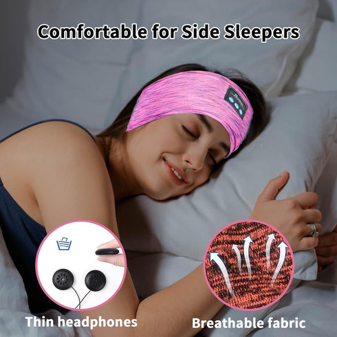 Wireless Bluetooth Headphones for Sleeping - Adjustable Sleep Headband for Side Sleepers, Women (Rose Red)