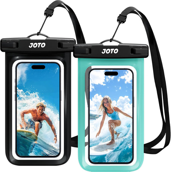 JOTO IPX8 Waterproof Phone Pouch Case, Underwater Dry Bag for iPhone 15 14 13 12 11 Pro Max, Galaxy S24 (2 Pack)