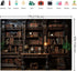 BINQOO Medieval Bookshelf Backdrop Bookcase Photography Background Bookshelf Library Backdrops Wall Hanging Dark