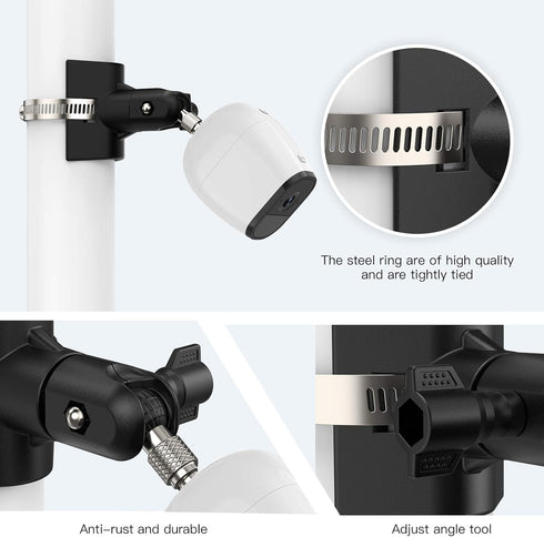 Universal Pole Mounting Bracket for Arlo Pro 2/3/4/Ultra/Essential/Wyze Cam Outdoor, 1 Pack (Black)