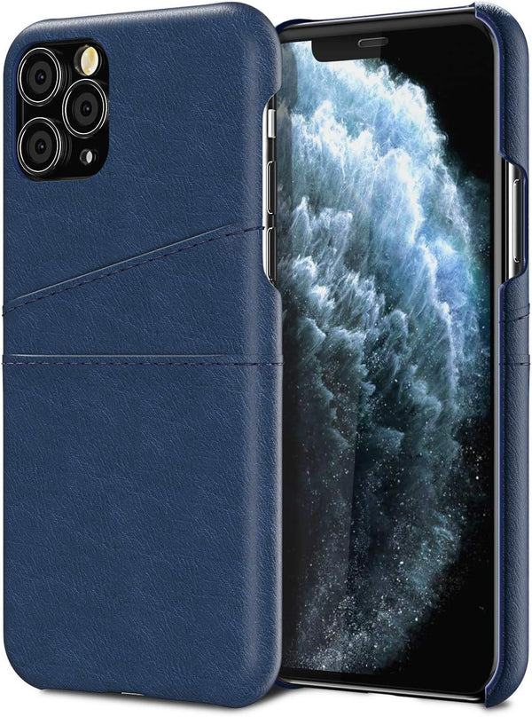 QLTYPRI iPhone 11 Pro Case Wallet, Ultra Slim Vintage Synthetic Leather Card Case with 2 Card Slots, Navy