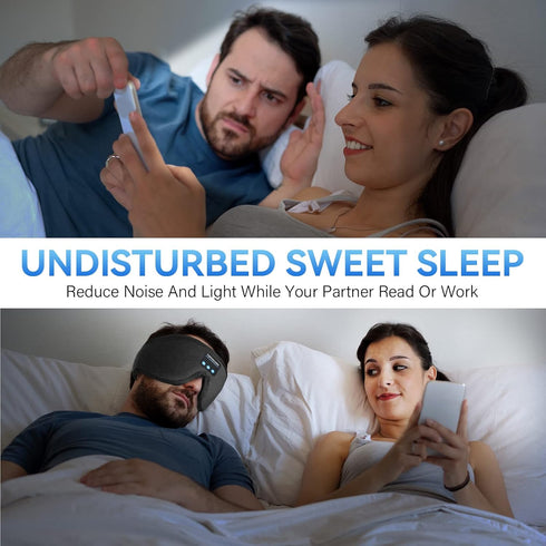Sleep Headphones Bluetooth 5.0, Wireless 3D Eye Mask, Washable for Side Sleepers, Adjustable Stereo Speakers