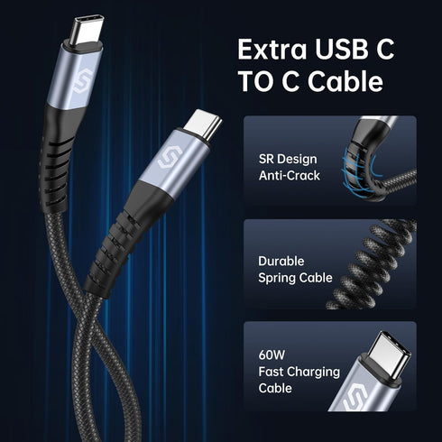 Syncwire USB C Car Charger 60W with PD 30W & QC 30W Fast Charging Adapter and 5FT Type C Cable for Samsung S23/S22,