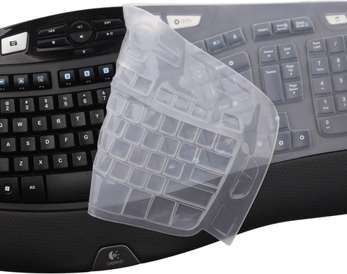MUBUY Keyboard Cover for Logitech K350 Wireless Wave Keyboard, MK570 MK550 Accessories, Protective Skin-Clear