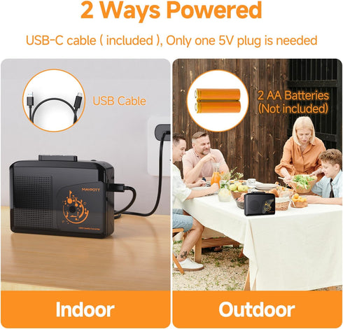 Portable Walkman Cassette Player Converter, Cassette to Digital via USB, Full Stereo Sound