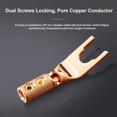 Speaker Spade Plug Connectors, Screw Locking Wire Connector with Allen Wrench + Heat Shrink Tubing, 4PCS