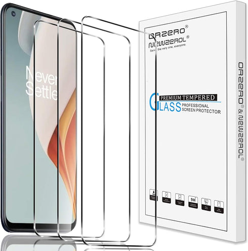 Orzero (3 Pack) Tempered Glass Screen Protector - Compatible for OnePlus Nord N100, 9 Hardness, High Definition,