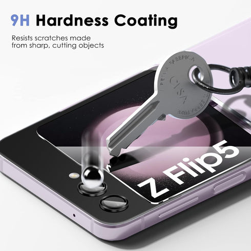 Fotbor Samsung Galaxy Z Flip 5 Screen Protector Pack: 3 Inner Flexible Films, 3 Tempered Glass Back Protectors, 2