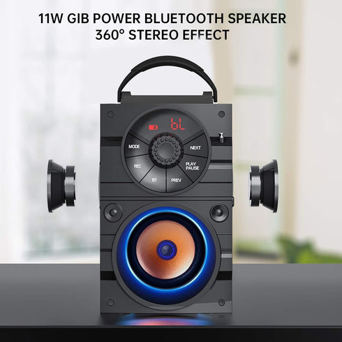 Portable Big Bluetooth Speakers with Light, Wireless with Subwoofer, FM Radio, LED Lights, Booming Bass for Home,