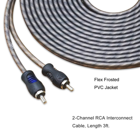 RCI23 100% 3ft 2-Channel RECOIL Oxygen Free Copper RCA Audio Cable, Twisted Pair with Noise Reduction
