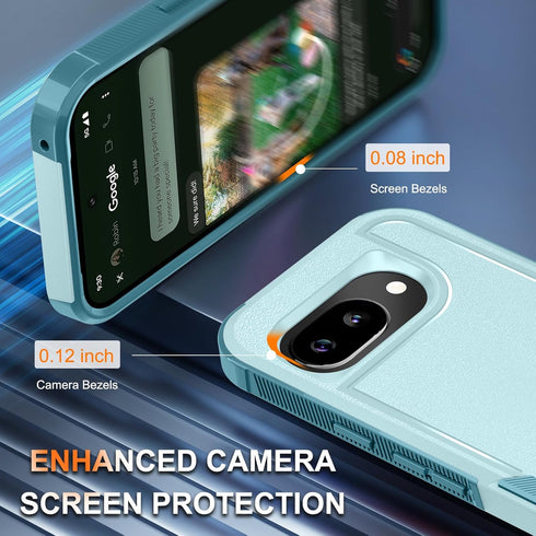 RMOCR 10a for Google Pixel Case with Wrist Lanyard Strap+Tempered Glass Screen Protector+Camera Lens Cover,Full Body