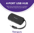 Targus 4-Port 2.0 (ACH114US) USB Hub, Black - Compatible with PC and Mac, Sleek and Travel Friendly
