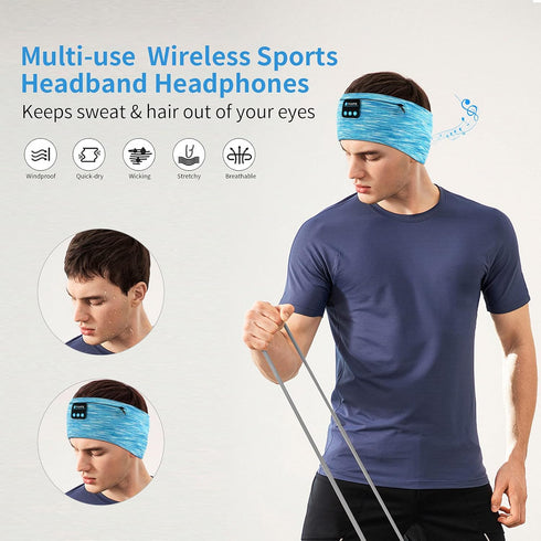 Sleep Headphones, Wireless Headband with Zip Pocket, Ultra-Thin HD Stereo Speakers for Side Sleepers, Music Sport