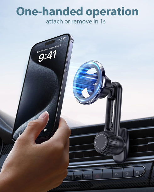 volport Magnetic Phone Holder for Car Vent, Non Blocking Car Phone Holder for iPhone MagSafe, Strong Magnet Mount