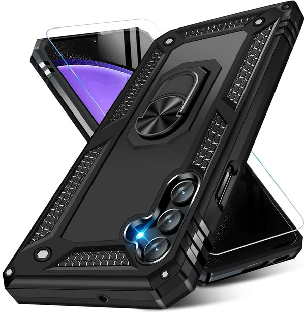 Shop Samsung Galaxy S23 FE Case: Military Grade Shockproof Cover with Screen Protector & Kickstand (Black) 5G.
