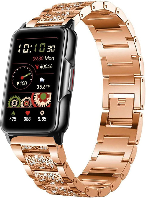 Compatible Mindrose Smart Watch Bands, Lamshaw Quick Release Jewelry Bling Diamond Metal Strap for H80 1.47 inch