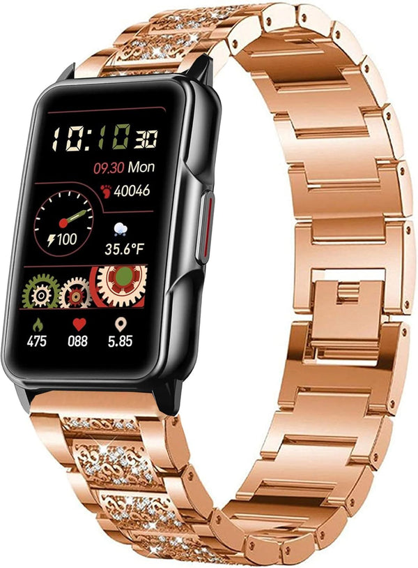 Compatible Mindrose Smart Watch Bands, Lamshaw Quick Release Jewelry Bling Diamond Metal Strap for H80 1.47 inch