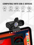Tewiky 1080P Full HD Webcam with Built-in Microphone and Rotatable Tripod, Video and Wide Angle Camera, Privacy Cover
