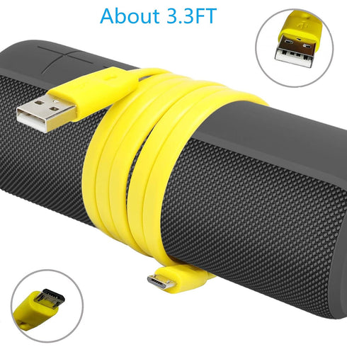 UE Boom Charging Cord Replacement Micro USB Charger Cable Compatible with Ultimate Ears UE Boom 2 Megaboom Miniboom Mobileboombox W100 Bluetooth Speaker, Yellow, 3.3FT