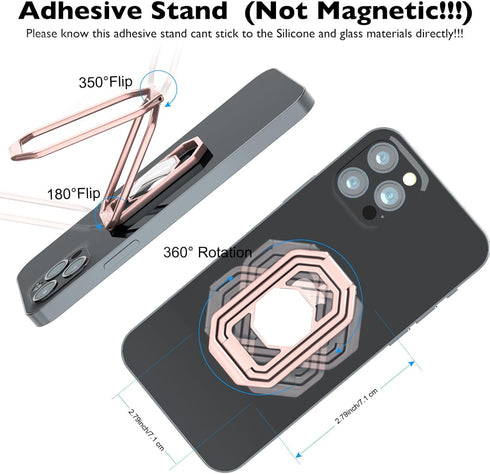360° Rotation Phone Ring Holder, Metal Grip for Magnetic Car Mount, Compatible with Most Smartphones