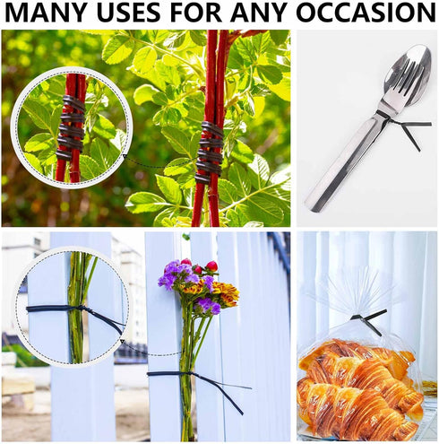 400 Pcs Twist Ties for Bags - 5" Reusable Black Plastic Coated Heavy Duty Twist Ties