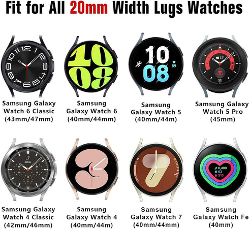 Bling Bands 20mm Metal Diamond Jewelry Strap for Samsung Galaxy Watch 7/FE/6/5/4 40mm 44mm, 5 Pro, 6/4 Classic