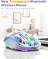 Unique Transparent Bluetooth Mouse with USB & Type-C Receivers, Small Portable Wireless Rechargeable Mice for MacBook,