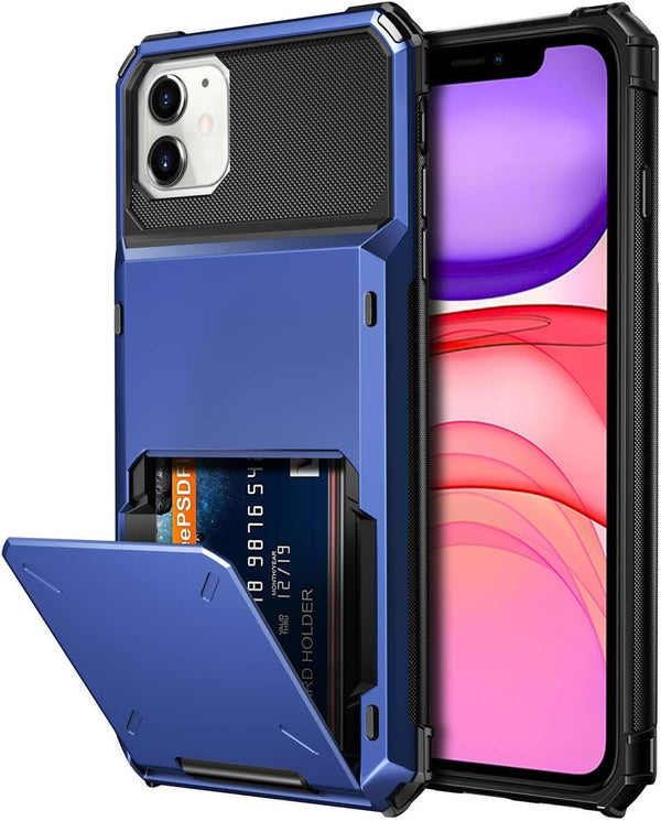 Vofolen Case for iPhone 11 Wallet 4-Card Holder ID Slot Flip Door Hidden Pocket Anti-Scratch