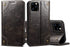 SINIANL iPhone 11 Pro Max Leather Case - Wallet Folio Case with Magnetic Closure and ID Holder, Dark Grey