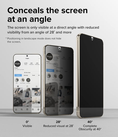 Ringke Privacy Glass Screen Protector for Samsung Galaxy S23 Plus 5G, Premium Quality Tempered Glass with Easy