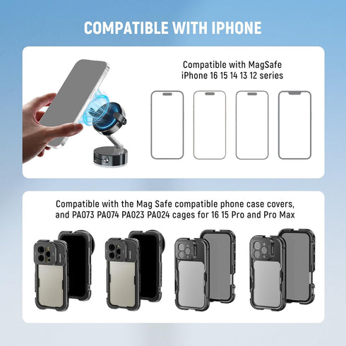 NEEWER 360 A9 ENTRY LEVEL VERSION Magnetic Cell Phone Holder Mount Stand Foldable with Vacuum Suction Cup for Your Car