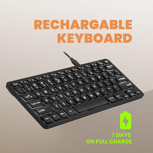 Perixx PERIBOARD-732B Wireless Mini Keyboard - Backlit, X Type Scissor Keys, US English, Black