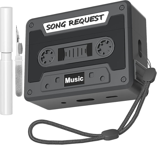 Cassette Tape Case Cover for AirPods Pro 2nd Generation, Shock Resistant, Washable, with Cleaning Kit & Lanyard
