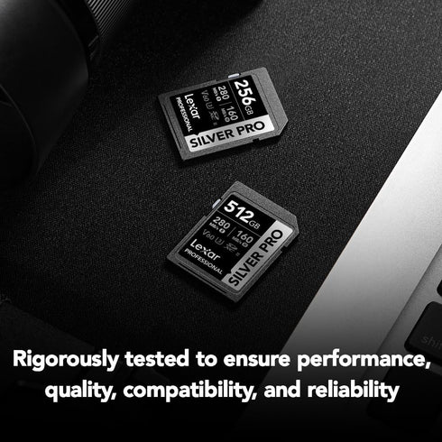 Lexar 128GB Professional SILVER PRO SDXC Memory Card, UHS-II, C10, U3, V60, Up to 280MB/s Read for Video