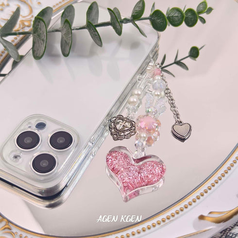 Aesthetic Y2K Pink Phone Charm, Cute Strawberry Star Heart Cell Phone Straps for Women Phone Bag Decor