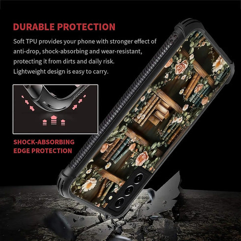 SKAMIX S22 for Samsung Galaxy Case,Soft Silicone Shockproof Bumper Camera Protection Phone Case-Vintage Flowers