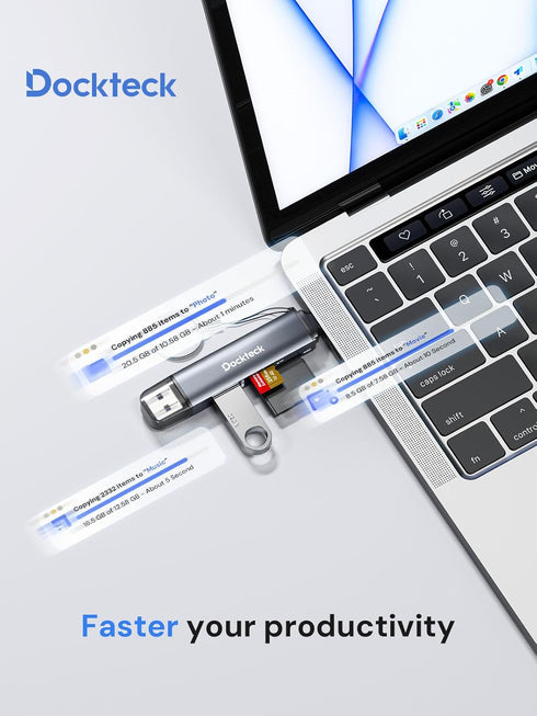 Dockteck SD Card Reader, 5G Super Speed USB3.0, 3-Slot USB A/C to SD/Micro SD/USB A Memory Card Reader for UHS-I