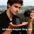 Wokyo 18 Set, 37 49 52 55 58 62 67 72 77 82mm PCS Lens Filter Adapter Ring Metal Step Up/Down Ring Adapter Filter