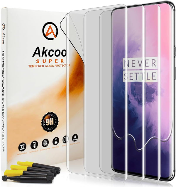 [3 Pack OnePlus 7 / 7T Screen Protector, Tempered Glass UV Set, Full Transparency, Scratch Repair, Sensitive Touch,