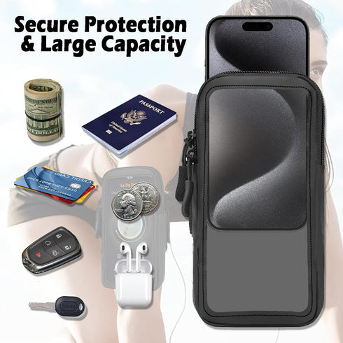 Adjustable Arm Band Phone Holder for Running, Walking, Workout - Clear Crossbody Pouch Purse with Strap for iPhone and