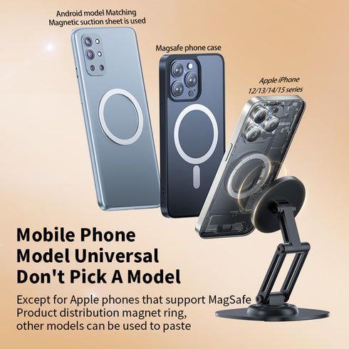 KOBBRAN 360 17 16 Max/15/14/13/12 Magnetic Phone Stand for Desk Rotating Adjustable Foldable Aluminum for MagSafe Cell