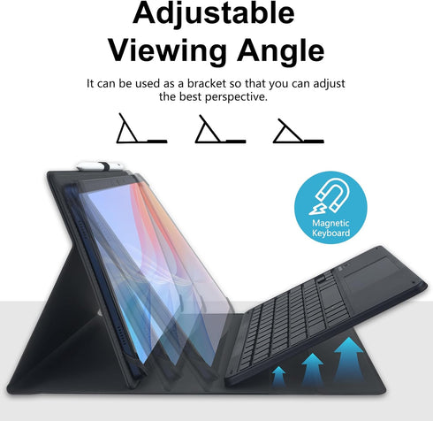 Universal Touchpad Keyboard Case for 9.7, 10.1, 10.2", 10.5", 10.9", 11" Tablet, Rainbow Backlight TrackPad Keyboard
