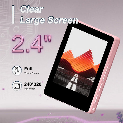 VANSING MP3 32GB MP3 512GB(Pink) Mini HiFi Bluetooth Player for Kids, Portable Audio Player with FM Radio, Digital