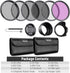 NEEWER 37mm ND Lens Filter Kit: UV, CPL, FLD, ND2, ND4, ND8, Lens Hood and Cap for Canon Nikon Sony DSLR Cameras