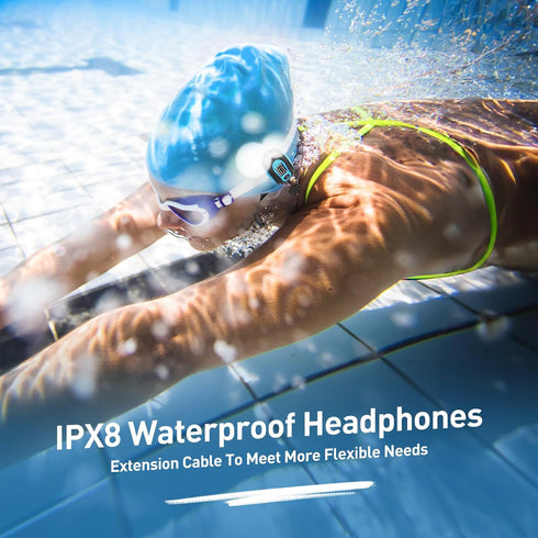 AGPTEK IPX8 Mp3 Swimming Waterproof Player with Screen, Multi-Functional Clip Music Player with Waterproof Headphones