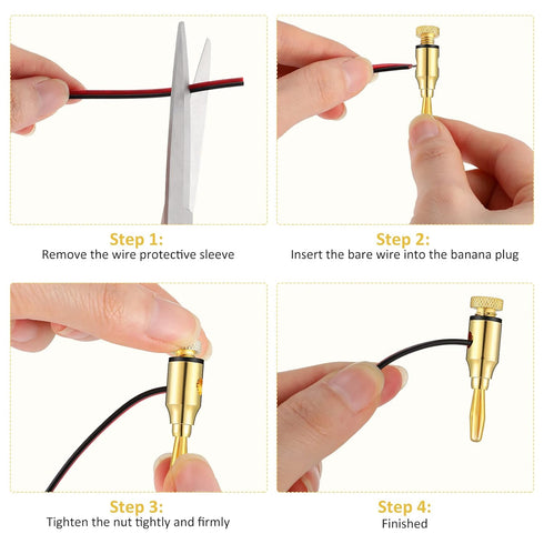 60 Pcs Gold Plated Banana Plugs, 30 Pairs Banana Adapter Connector for Speaker Wire, Home Theater, Audio/Video