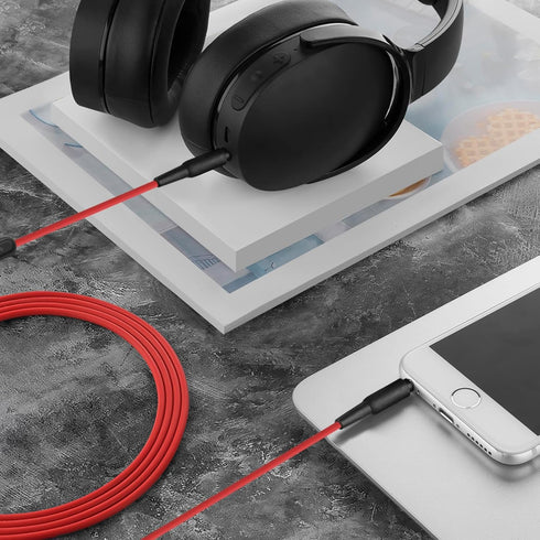GEEKRIA Audio Cable with Mic, 4 ft Replacement Stereo Cord for Skullcandy Hesh Evo, Crusher Wireless